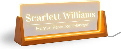 Placa de nombre profesional de oficina, placa de nombre personalizada con soporte LED, placa de nombre personalizada de acrílico para decoración de