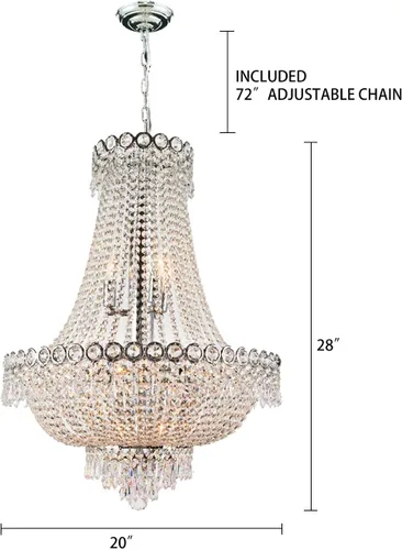 Miniatura 3 de TFCFL Candelabro de cristal de lujo moderno con 12 luces, acabado dorado, clásico imperio K9, lámpara de techo de cristal, montaje empotrado
