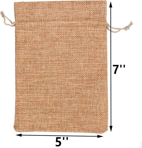 Miniatura 4 de YANGBOYY Bolsas de arpillera, paquete de 25 bolsas de arpillera de 5 x 7 pulgadas, bolsa de regalo con cordón de arpillera, bolsa de regalo de Marrón