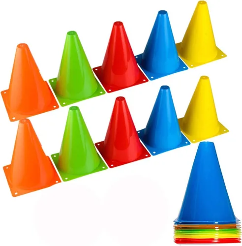 Miniatura 8 de BiAnYC Conos de tráfico de plástico de 7 pulgadas para entrenamiento deportivo, juego de 10, 5 colores (naranja/amarillo/rojo/azul/verde)