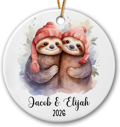 Miniatura 8 de Adorno de cerámica personalizado para pareja de leones 2026, regalos para parejas recién nacidas, novio, novia, adorno para parejas de leones, árbol