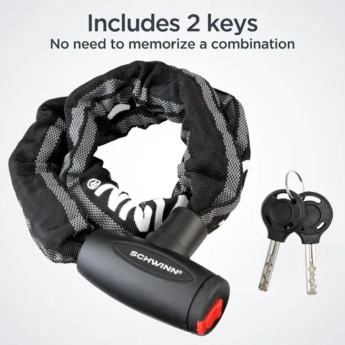 Miniatura 5 de Schwinn - Cadena reflectante con llave y candado para bicicleta, cerradura antirrobo de bicicleta de 3 pies x 8mm, nivel de seguridad 4