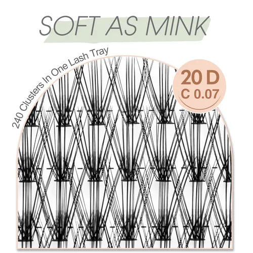 Miniatura 3 de Extensiones de pestañas postizas de 20D, pestañas individuales, 240 piezas, extensiones de pestañas individuales de 20D, volumen suave y ligero