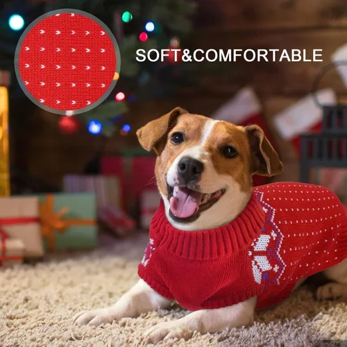 Miniatura 6 de Kuoser Suéter de Navidad para perro, suéteres de Navidad suaves y cálidos para perros pequeños, medianos y grandes, niño y niña, suéter cómodo
