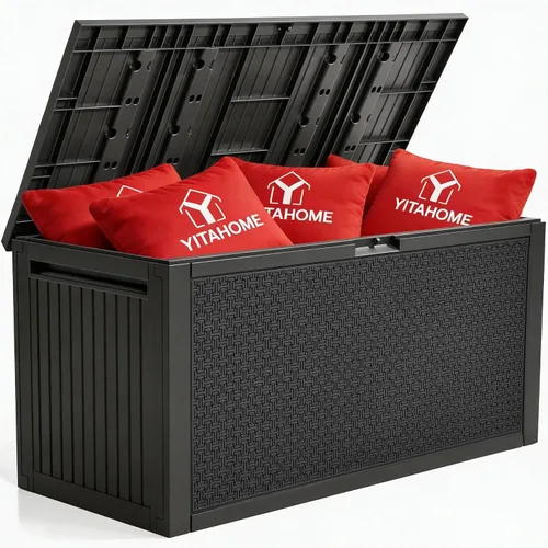 Miniatura 50 de YITAHOME Caja grande de resina de 100 galones, cajas de almacenamiento al aire libre para muebles de patio, cojines de exterior, herramientas