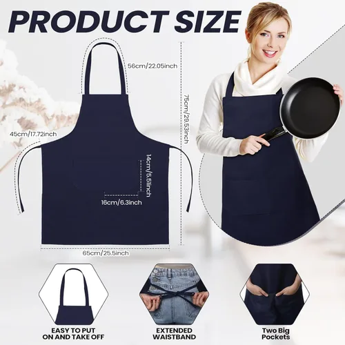 Miniatura 2 de Suhine Paquete de 36 delantales lisos a granel con 2 bolsillos, delantales unisex lavables a máquina, delantales de chef para cocina, restaurante