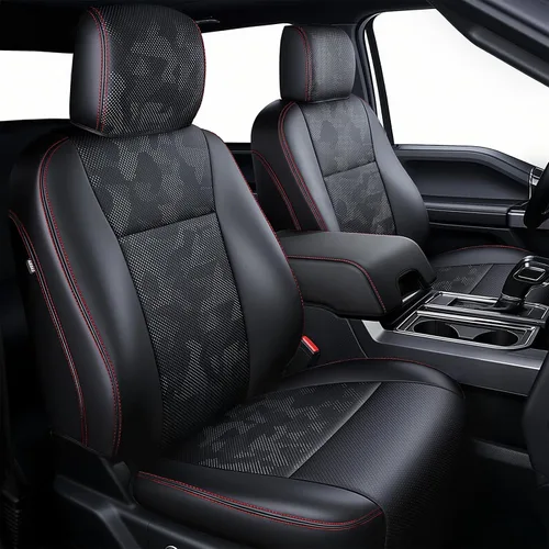 Miniatura 11 de Fundas de asiento de piel sintética de alta calidad para Ford F150 SuperCrew XL XLT STX (2015-2020) y F250/F350/F450 Crew Cab XL XLT (2017-2022)
