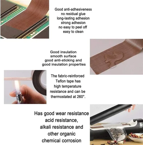 Miniatura 2 de ZXHStore Cinta de teflón negra, película de PTFE resistente a altas temperaturas, cinta selladora al vacío, cinta de protección contra el desgaste