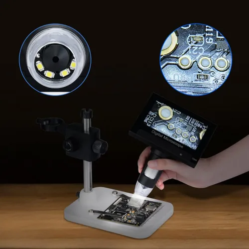 Miniatura 9 de Hemobllo Microscopio digital con soporte ajustable brillo aumento LED soporta idiomas para reparación y aprendizaje de placas de identificación