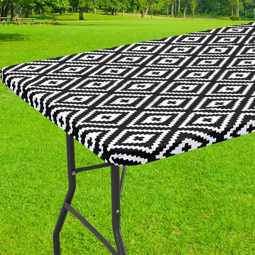 Miniatura 33 de Smiry Mantel cuadrado para mesa de pícnic, impermeable, elástico, ajustable, para campamento, protector de vinilo con parte trasera de franela Beige