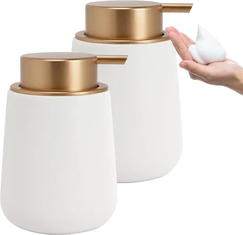 Miniatura 8 de Dispensador de jabón líquido de cerámica con bomba fácil de prensar, dispensador de líquido de mano para champú, baño, cocina, 12 onzas, 2