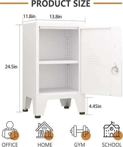 Miniatura 3 de Gabinete de casillero de almacenamiento de 62.2 cm de alto de metal con cerradura - Gabinete pequeño con cerradura para empleados, casillero
