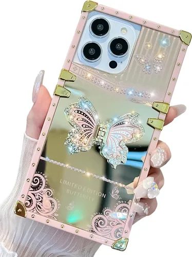 Miniatura 10 de Bonita funda compatible con Samsung Galaxy S22 Ultra, soporte plegable de lujo con diseño de mariposa brillante para mujeres y niñas, funda Blanco
