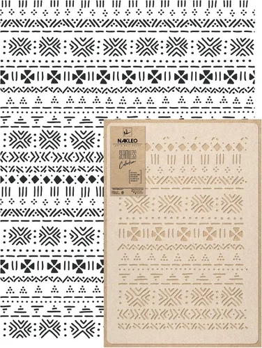 Miniatura 11 de NAKLEO Plantilla de pintura de pared de tamaño grande, 23.2 x 37.4 pulgadas, plantilla de plástico reutilizable marroquí Agadir, papel tapiz