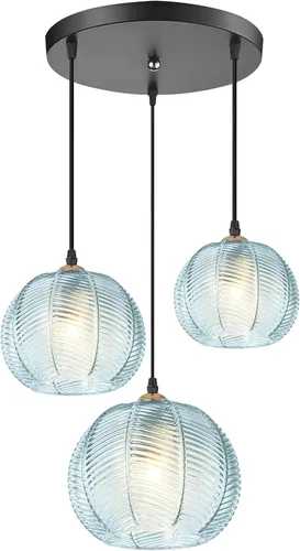 Miniatura 12 de Lámparas colgantes de esquina vintage para sala de estar, lámpara colgante de vidrio acanalado ámbar con cable enchufable, lámpara colgante bohemia
