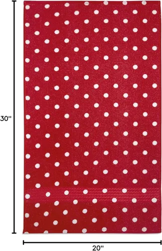 Miniatura 7 de Juego de 2 toallas de mano de rizo de algodón con lunares de 20 x 30 pulgadas (rojo carmesí)