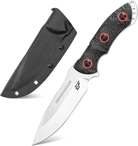 Eafengrow EF139 Cuchillo de hoja fija, hoja de acero de 60.6 in, mango Micarta con espiga completa, herramienta EDC cuchillo recto para trabajar