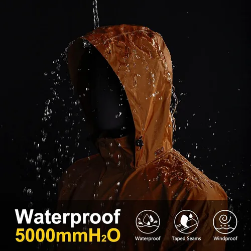 Miniatura 13 de 33,000ft - Chaqueta de lluvia impermeable y plegable para hombre, ligera, con capucha, cortavientos ideal para golf o ciclismo