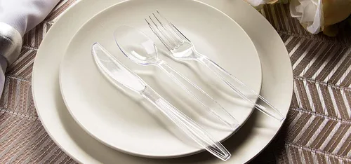 Miniatura 4 de EDI Tenedores de plástico desechables transparentes de alta resistencia, 300 unidades, sin BPA, reciclables, reutilizables, cubiertos duraderos