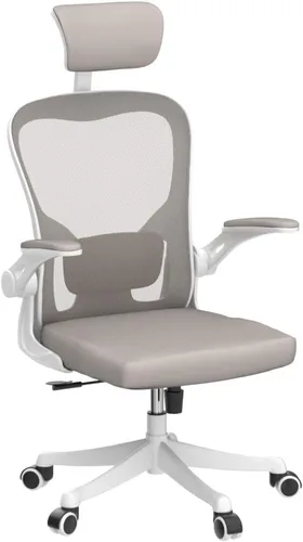 Miniatura 4 de Monhey Silla de oficina ergonómica con soporte lumbar, reposacabezas y brazos abatibles, altura ajustable, mecedora, giratoria, multiángulo de 90° a