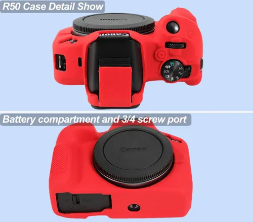 Miniatura 7 de Pocoukate Funda para cámara Canon EOS R50, funda protectora de silicona suave con protector de pantalla EOS R50 Accesorios para Canon EOS R50 Funda