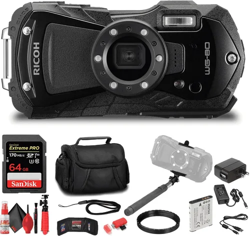 Miniatura 8 de Ricoh WG-80 - Cámara digital resistente e impermeable (negro) a prueba de golpes, diseño compacto a prueba de congelación, luces macro LED de video