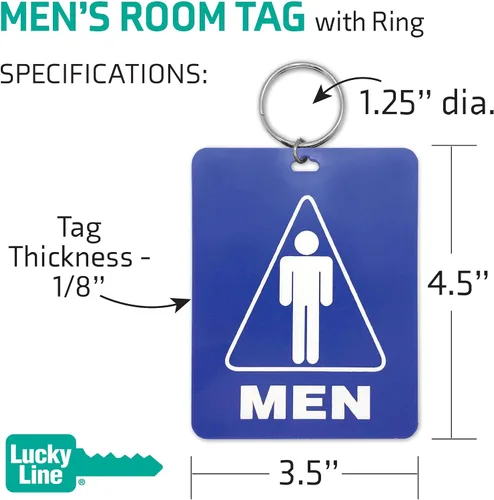 Miniatura 5 de Lucky Line - Etiqueta para llave de baño para hombre, plástico con llavero dividido para restaurante, oficina, gasolinera, 1 paquete (53101) grande