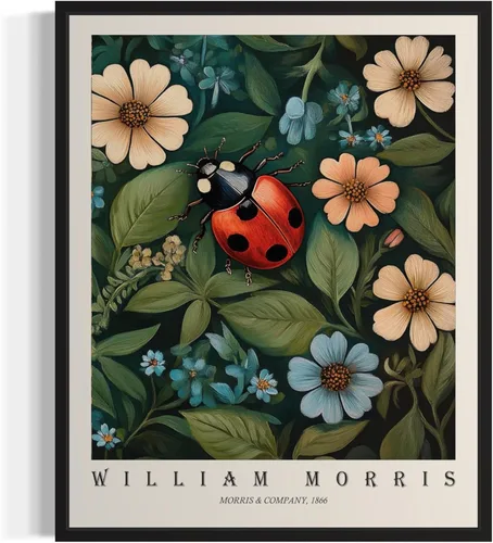 Miniatura 37 de Póster con impresión artística de gato negro, estilo William Morris, floral retro de mediados de siglo, botánico, victoriano, Academia oscura