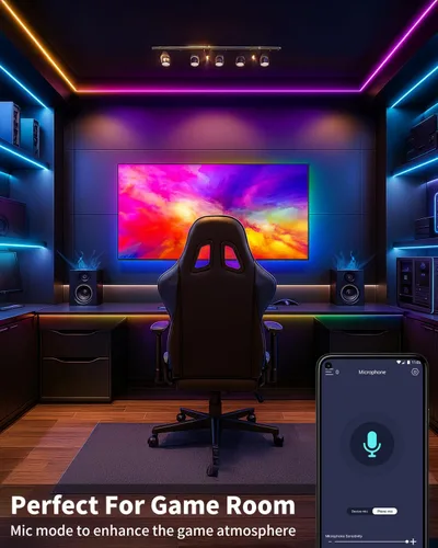 Miniatura 5 de Tiras de Luces LED Inteligentes de 50 Pies para Dormitorio, Control por Aplicación, Iluminación para Dormitorio, Decoración de Habitación