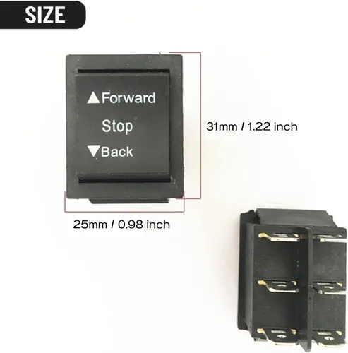 Miniatura 2 de 3 piezas Interruptor de engranajes de 31x25mm de 6 pines 6V/12V Interruptor de palanca de avance, parada, marcha atrás para juguetes eléctricos