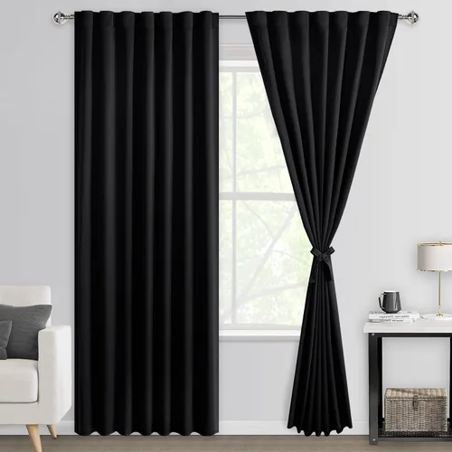 Miniatura 63 de DWCN Cortinas opacas con pestaña trasera para ventana - Cortinas opacas con bolsillo para barra para oscurecer la habitación para dormitorio/sala