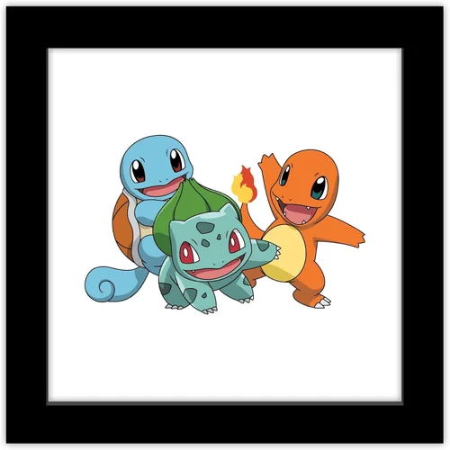 Miniatura 10 de Gallery Pops Pokemon - Bulbasaur, Charmander, Squirtle - Arte de pared con marco blanco, 12 x 12 pulgadas Versión enmarcada en blanco