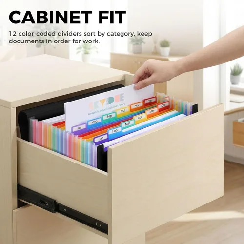 Miniatura 9 de SKYDUE Organizador de archivos de acordeón, carpeta de archivos expandible con 13 bolsillos, organizador portátil de recibos de papel para Negro