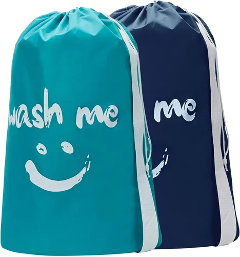 HOMEST Paquete de 2 bolsas de lavandería de viaje XL Wash Me con correa, organizador de ropa sucia, lo suficientemente grande como para contener 4
