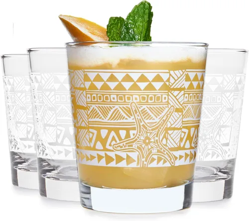 Miniatura 11 de Libbey Juego de 4 vasos altos para cóctel Tiki de bambú, vasos icónicos de 16 oz, vasos modernos para cócteles Highball Bambú Tiki