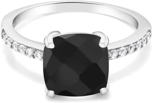 Miniatura 3 de Gem Stone King Anillo de compromiso de plata de ley 925 con piedra preciosa de corte cojín de 0.315 in Anillo de compromiso de aniversario de boda