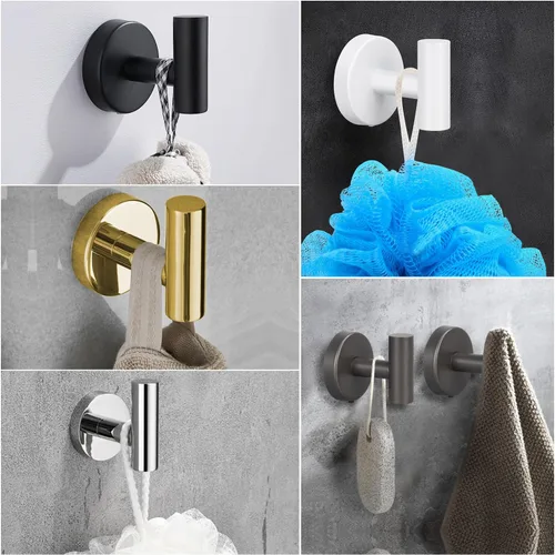 Miniatura 3 de Mdvora Paquete de 2 ganchos dorados cepillados, ganchos de baño de acero inoxidable SUS304 para dormitorio, cocina, hotel, oficina