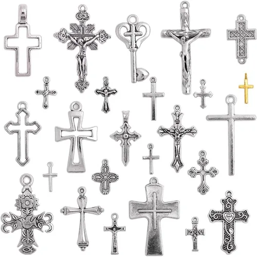 Miniatura 7 de Mixed Crosses Charms Pendants Jewelry Findings for Making Bracelet and Necklace Dorado