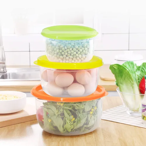 Miniatura 7 de Juego de ensaladeras de plástico multicolor, apto para microondas y lavavajillas, ideal para hornear, preparar, cocinar y servir alimentos