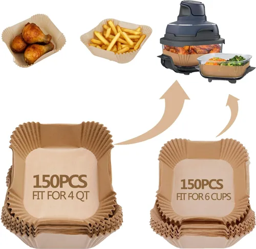 Miniatura 7 de Forro de papel desechable para freidora de aire, 100 piezas de revestimientos de pergamino de grado alimenticio para Ninja DZ201, accesorios