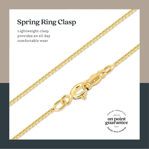Miniatura 4 de KEZEF 18k Gold Over Sterling Silver 1mm Box Chain Necklace Made in Italy Sterling Silver Necklace Chain For Women Gold Chain Necklace for Women