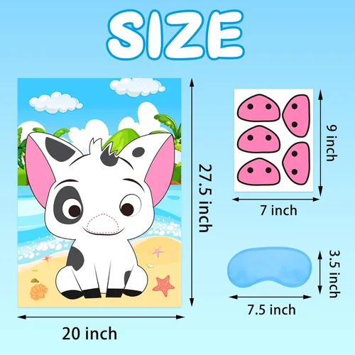 Miniatura 3 de Mona - Decoración de fiesta con forma de pin de nariz en el cerdo, juego para niños, fiesta de cumpleaños, regalos de cerdo, decoración de póster