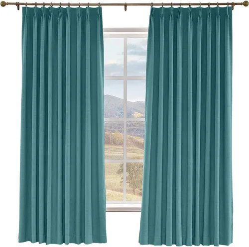 Miniatura 13 de Macochico Cortinas opacas de lino sintético de 52 pulgadas de ancho x 63 pulgadas de largo, panel de cortinas plisadas para dormitorio, aulas