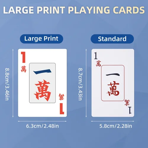 Miniatura 3 de 166 cartas Mahjong - Material de PVC impermeable y antideslizante, fuente grande para una fácil lectura, duradero y portátil, ideal