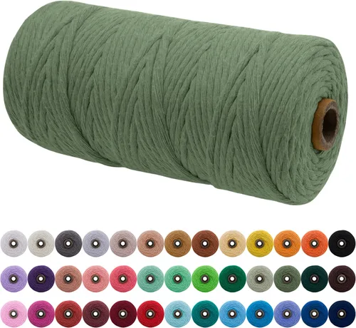 Miniatura 124 de JeogYong Cordón de macramé de un solo hilo 2mm x 164 yardas (492 pies) Cuerda de algodón suave, hilo de macramé 2 mm, suministros de macramé