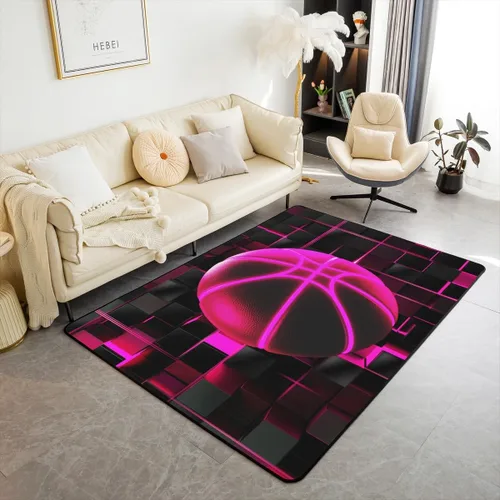 Miniatura 17 de Erosebridal Tapete de fútbol para interiores de 3 x 5 pulgadas, alfombra de fútbol neón para niños, adolescentes, hombres, brillantes, geométricas