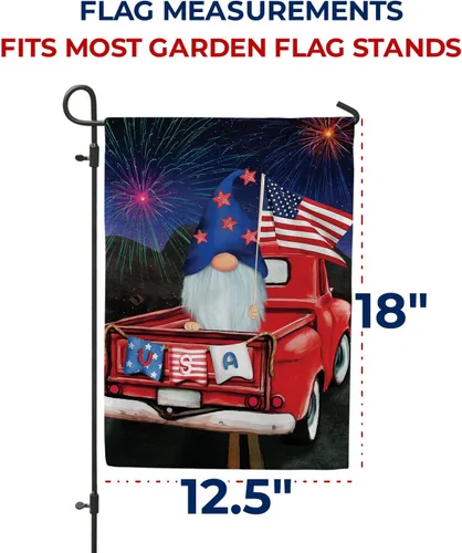 Miniatura 7 de Bandera de jardín con gnomo del 4 de julio de América para siempre, 12.5 x 18 pulgadas, celebración del Día de la Independencia, fuegos