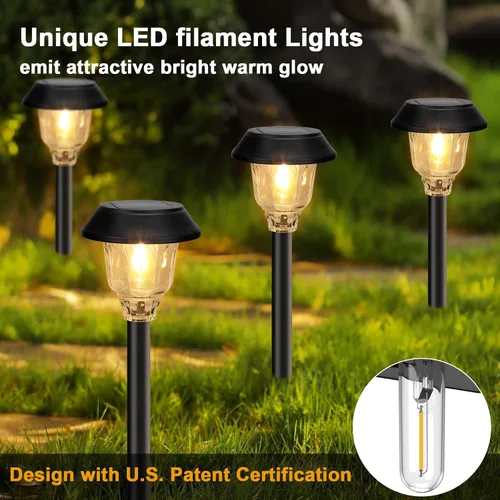 Miniatura 6 de Luces solares para exteriores impermeables, paquete de 6 unidades de luces solares de vidrio y metal para caminos, brillantes luces LED solares