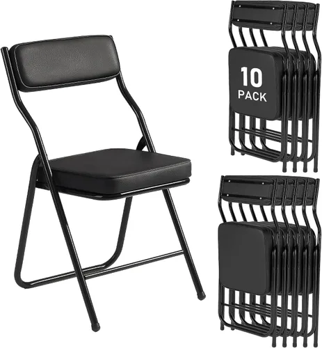 Miniatura 9 de Paquete de 2 sillas plegables acolchadas con cojín, juego de sillas de comedor plegables portátiles para interiores y exteriores, apilables