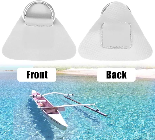 Miniatura 3 de X AUTOHAUX 4 Pcs D Ring Patch PVC Stainless Steel Triangle Shape D Ring Pad for Inflatable Boat Kayak Canoe Deck Gris